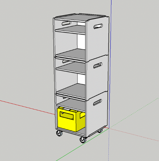 Visualisierte Konstruktionsgrafik eines modularen Regals